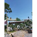 ตาข่ายราวสะพานไม้ ถักสลับสี เขียว เหลือง ขาว