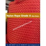 เชือกไนล่อน สีแดง เกรด A ขนาด 8 mm. ยาวม้วนละ 200 ม. พร้อมส่ง มีแบ่งขาย