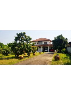 บ้านพร้อมที่ดิน 1-1-53 ไร่ ติดถนนเลียบคลองพระอุดม ถ.346 ลาดหลุมแก้ว ต.ระแหง อ.ลาดหลุมแก้ว ปทุมธานี บ้านสวย บรรยากาศดีร่มรื่น