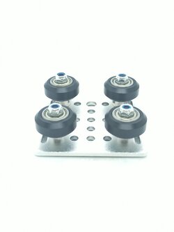 ชุดล้อสไลด์ Aluminium Profile 2020 V-Slot 4ล้อ Silver Board + Black Wheels