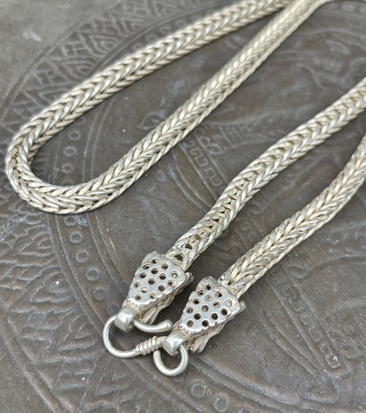 สร้อยคอเงิน สร้อยเงินเก่า หัวลายมังกร สร้อย