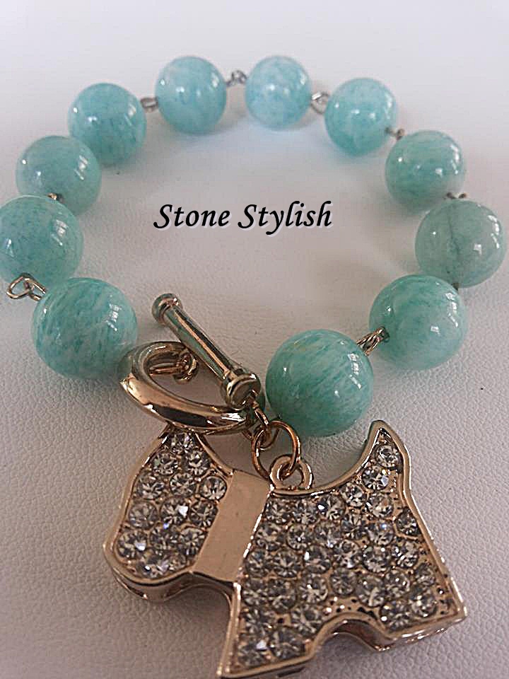 สร้อยข้อมือ ลาลิมาร์ Larimar stone ขนาด 14 มิล