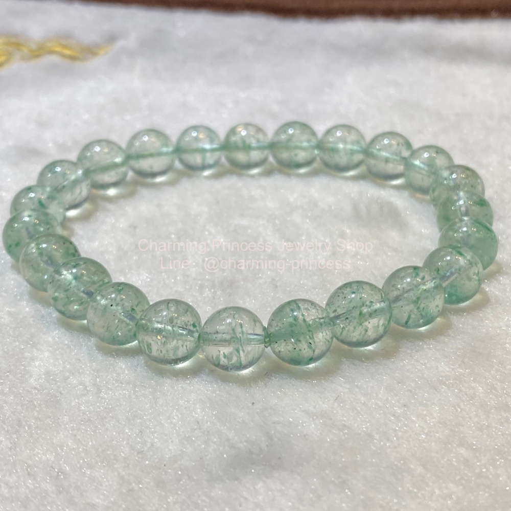 Green Fuchsite in Quartz ฟุกไซต์สีเขียวในควอตซ์ 8 mm Spark Joy จุดประกายความสุข