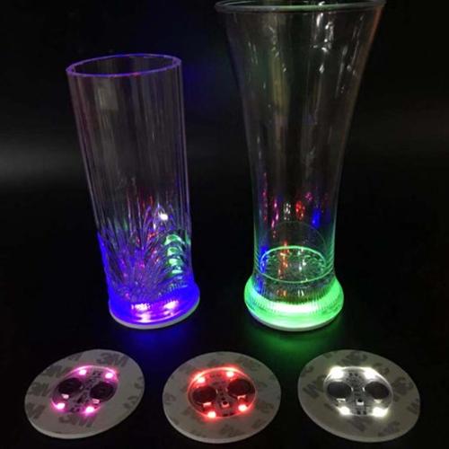 ที่รองแก้วมีไฟ LED ที่รองขวดมีไฟ แบบแผ่นสติ๊กเกอร์ มีไฟ 4 ดวง