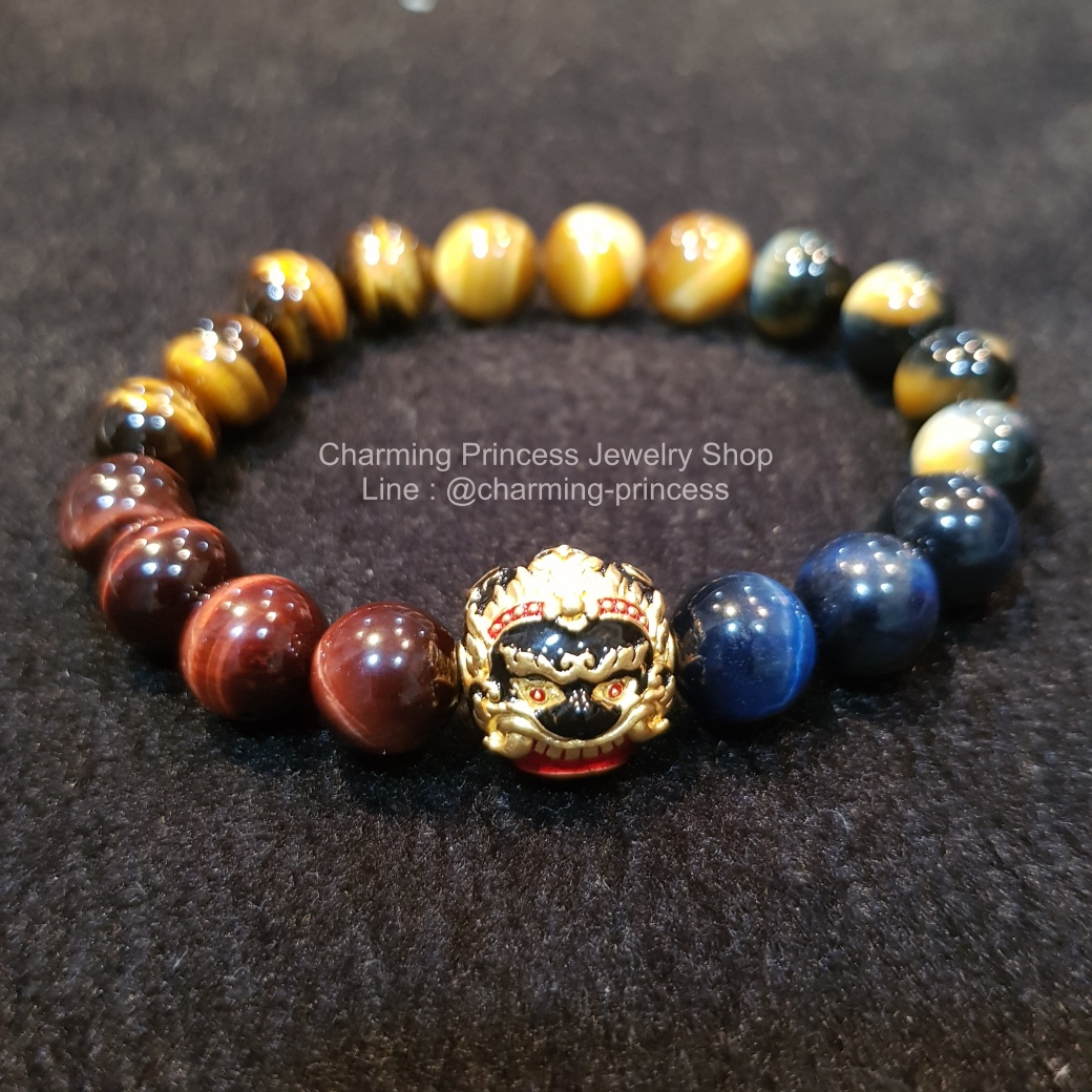 5 พยัคฆราช Tiger Eye Multi Colors หินตาเสือครบทุกสี 10 มม ร้อยพร้อมลูกอมพระราหูนอโม ศรีวิชัย เนื้อสัมฤทธิ์ชุบทอง ลงยาสีดำแดง พลิกหนุนดวงชะตาราศีกลับร้ายกลายเป็นดี เสริมดวงหนุนดวงชะตา เสริมฐานะและเสริมเป็นความมงคลต่างๆในชีวิต และ ป้องกันภยันตราย สำเนา
