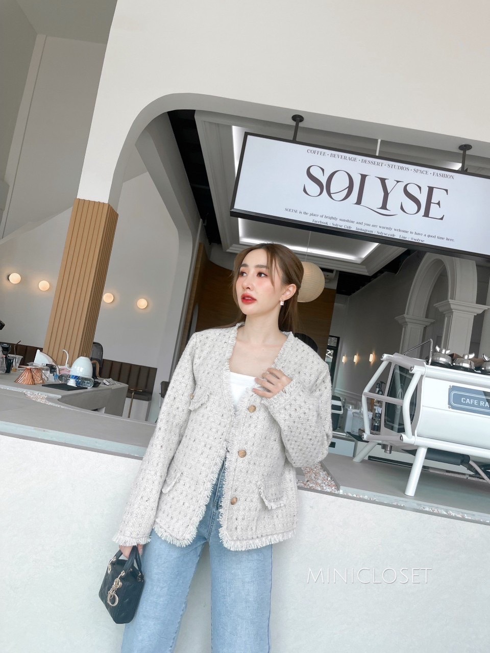 เสื้อทวีตสไตล์ชาแนลสีครีม เกรดPremium