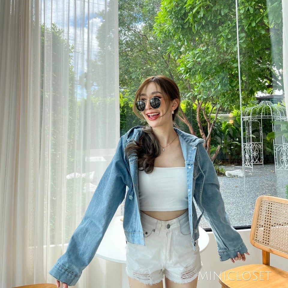 เสื้อยีนส์มีฮู้ด แจ็คเก็ตยีนส์ผู้หญิง