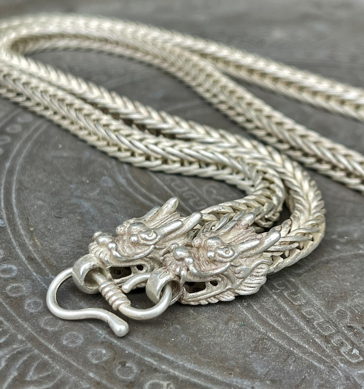 สร้อยคอเงิน สร้อยเงินเก่า หัวลายมังกร สร้อย