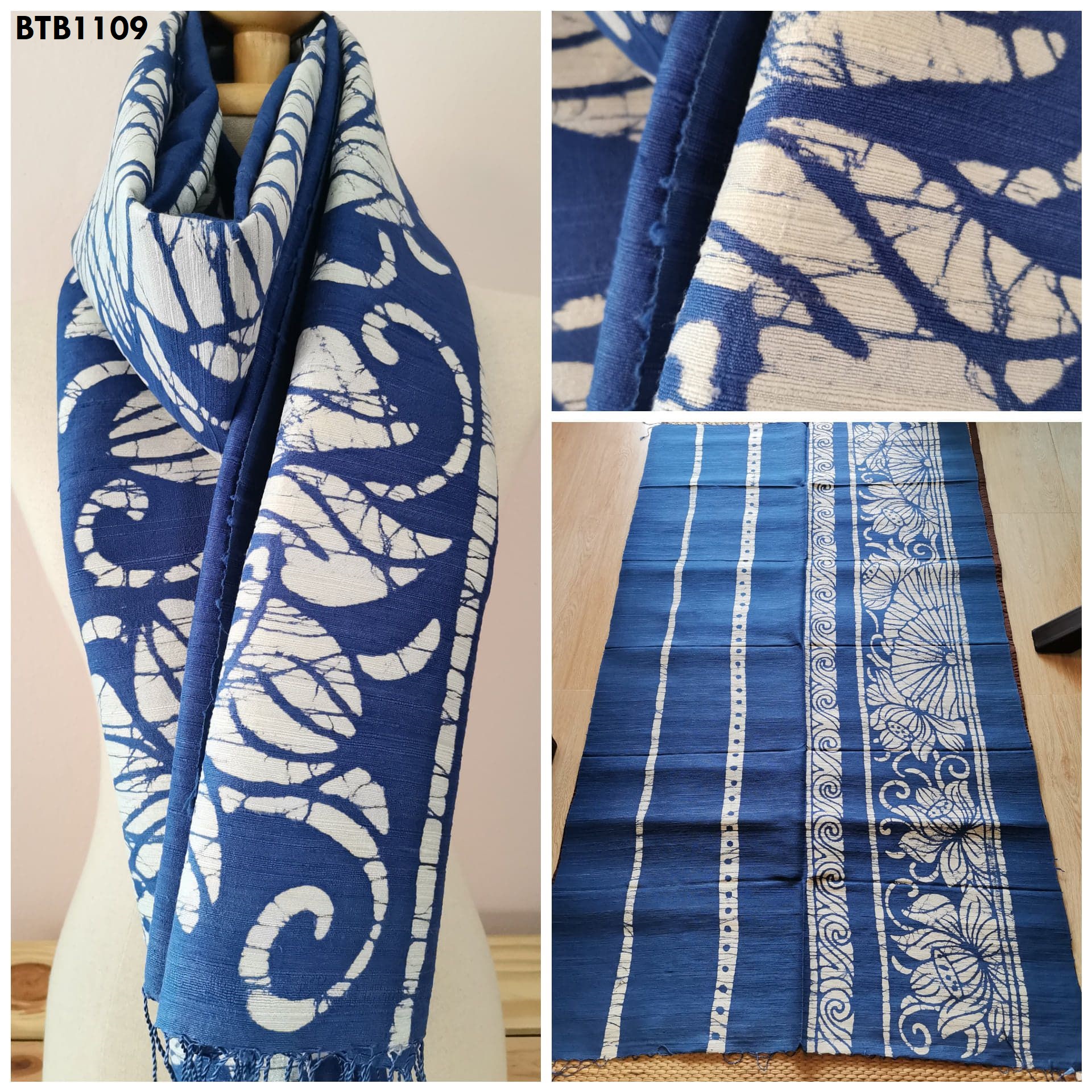 ผ้าคลุมไหล่ ไหมแท้ทอมือ ลายบาติก Handmade