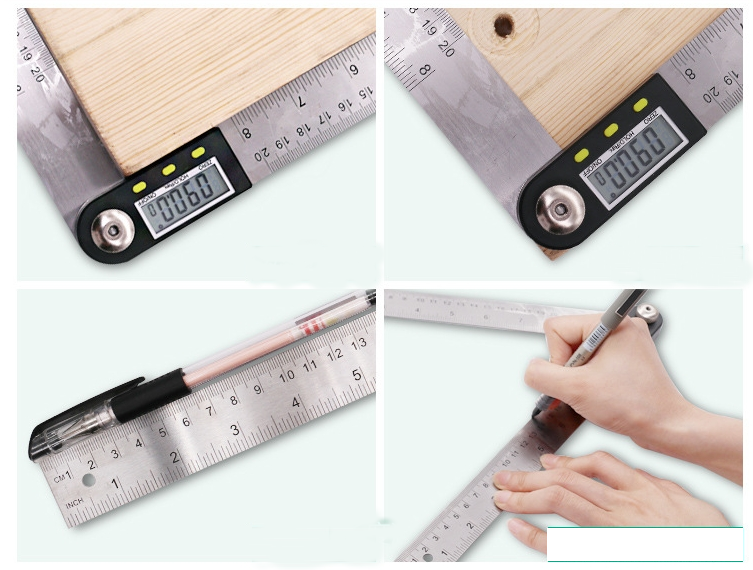 R18 ไม้บรรทัดวัดองศา ดิจิตอล ยาว 300 mm วัดได้ 360 องศา