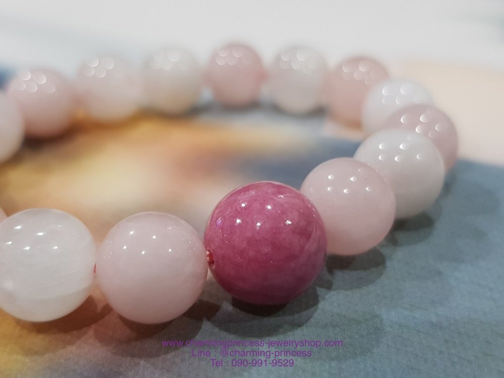 "Love You Love Myself" Rhodonite & Rose Quartz Madagascar & Moonstone โรโดไนท์ โรสควอตซ์ มาดากัสการ์ และ มูนสโตน 10 มม