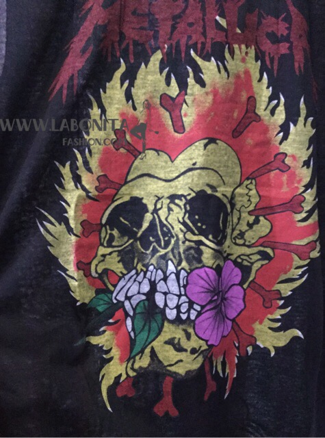 METALLICA เสื้อหัวกระโหลกผู้หญิง เสื้อแขนกุดผ้าบางเฉียบ