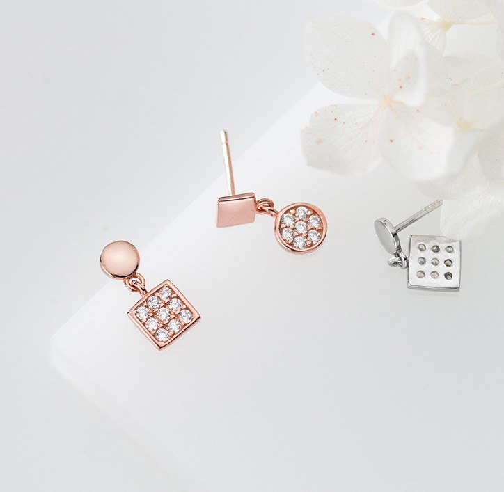 ต่างหูสำหรับผิวแพ้ง่าย เงินแท้ 92.5% _ES811 (Squci)