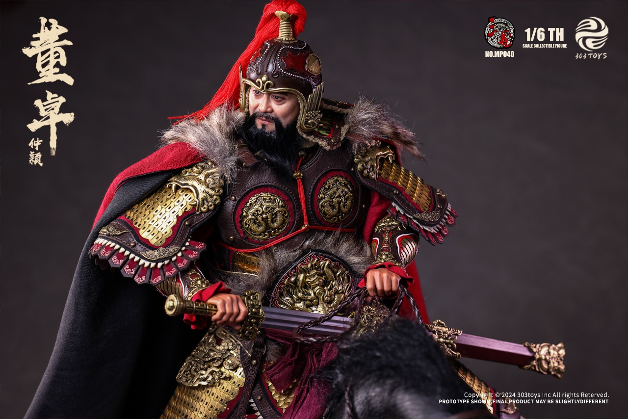 303TOYS MP040 + MP041 THREE KINGDOMS SERIES: DONG ZHUO ZHONGYING - MARQUIS OF MEI (EXCLUSIVE COPPER EDITION) + WARHORSE OF DONG ZHUO