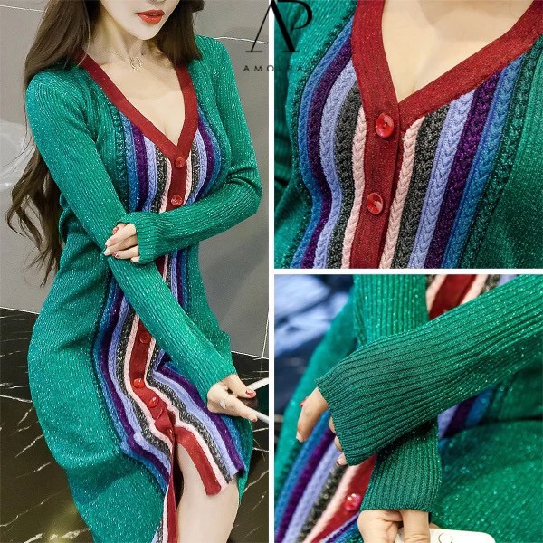 เดรสรสยาวสีเขียว ผ้าวิ้งๆในตัว ป้ายGUCCI