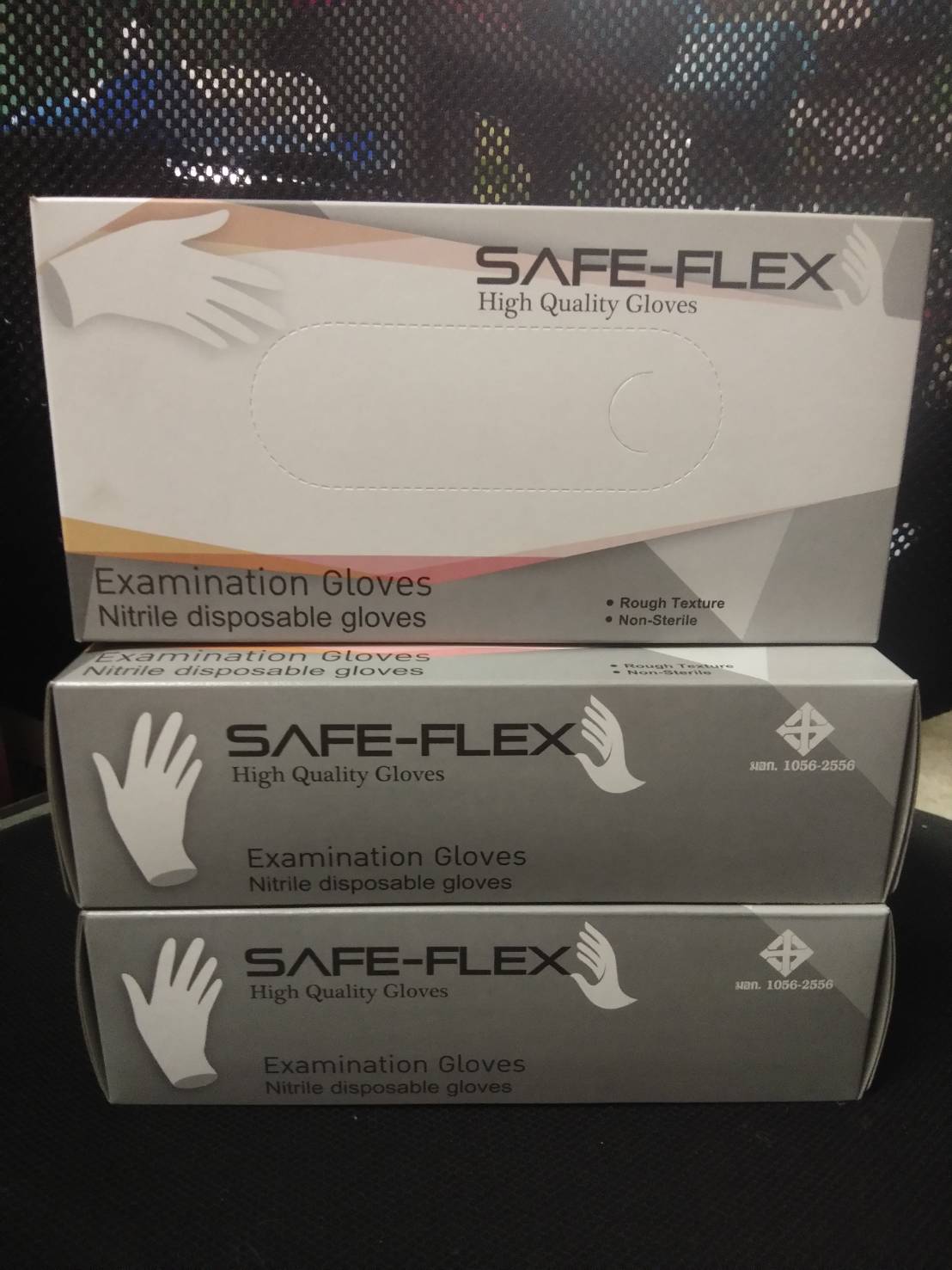ถุงมือยางไนไตรสีฟ้า safe-flex 100 ชิ้น/กล่อง ชนิดไม่มีแป้ง ถุงมือไนไตร ถุงมือยาง ถุงมือทำอาหาร ทนกรด น้ำมัน เครื่องอบฆ่าเชื้อ