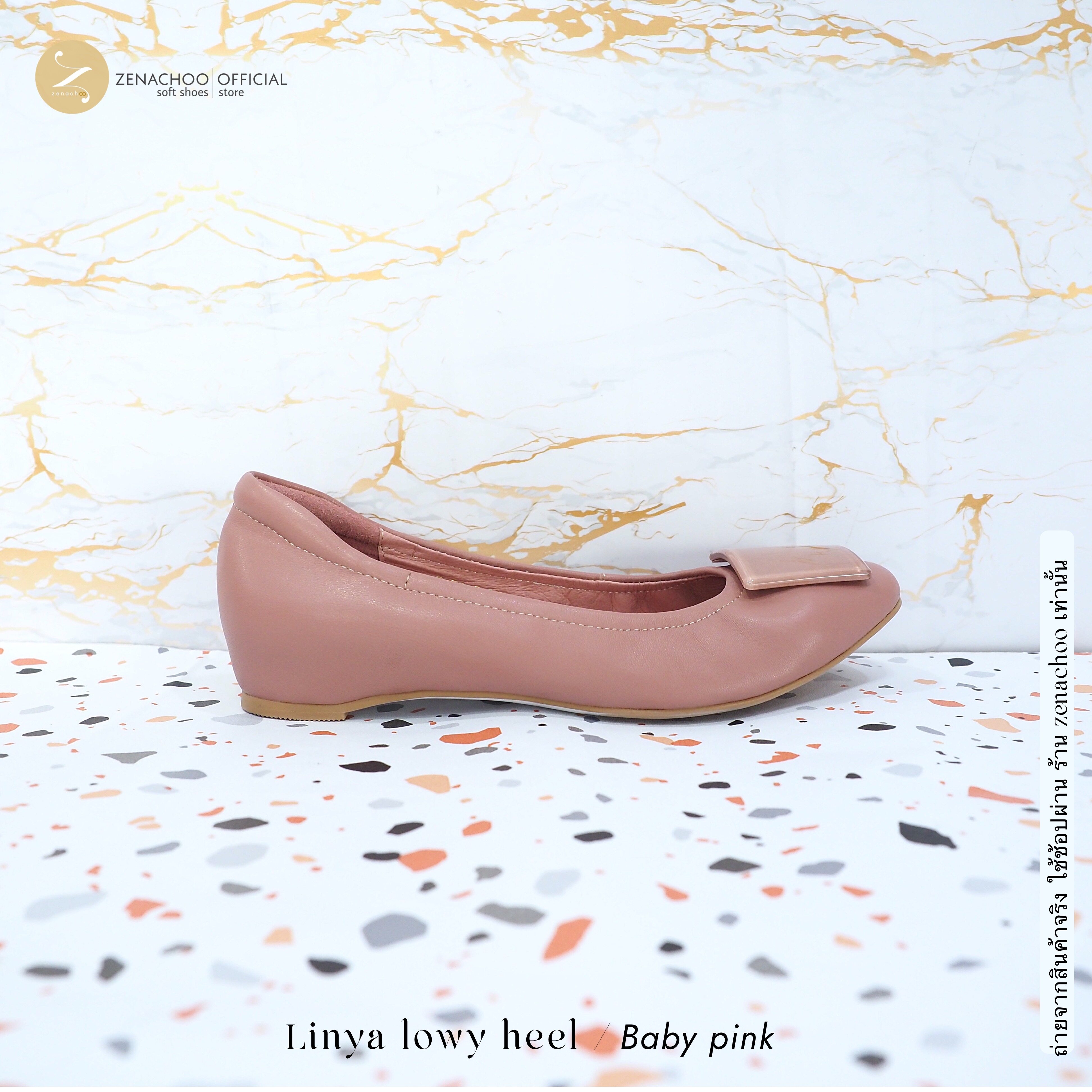 ทรงปกติ:เปลี่ยนไซส์ได้ ไม่รับคืน รุ่นขายดี Zenachoo Linya Lowy heel สูง 1.3 นิ้ว เสริมส้นด้านใน รองเท้าหนังแกะแท้