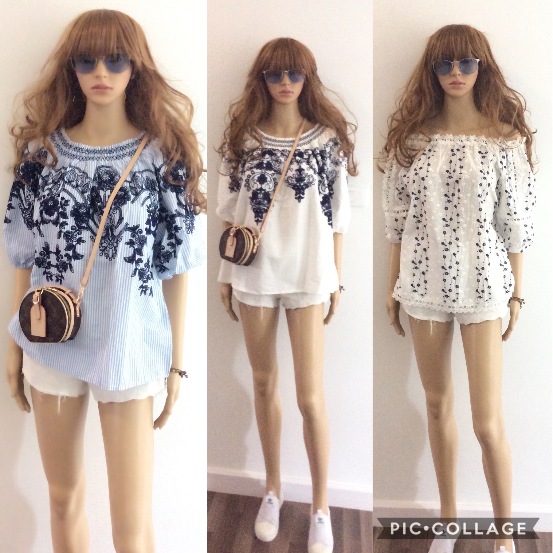 เสื้อสม็อค เสื้อแฟชั่นเกาหลีทรงน่ารัก ปักลายดอกไม้ ใส่เปิดไหล่ก็สวย