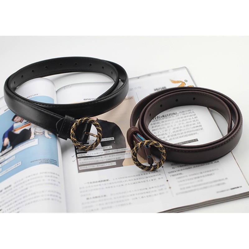 เข็มขัดหนังPU เข็มขัดหัวกลมถักเกลียว