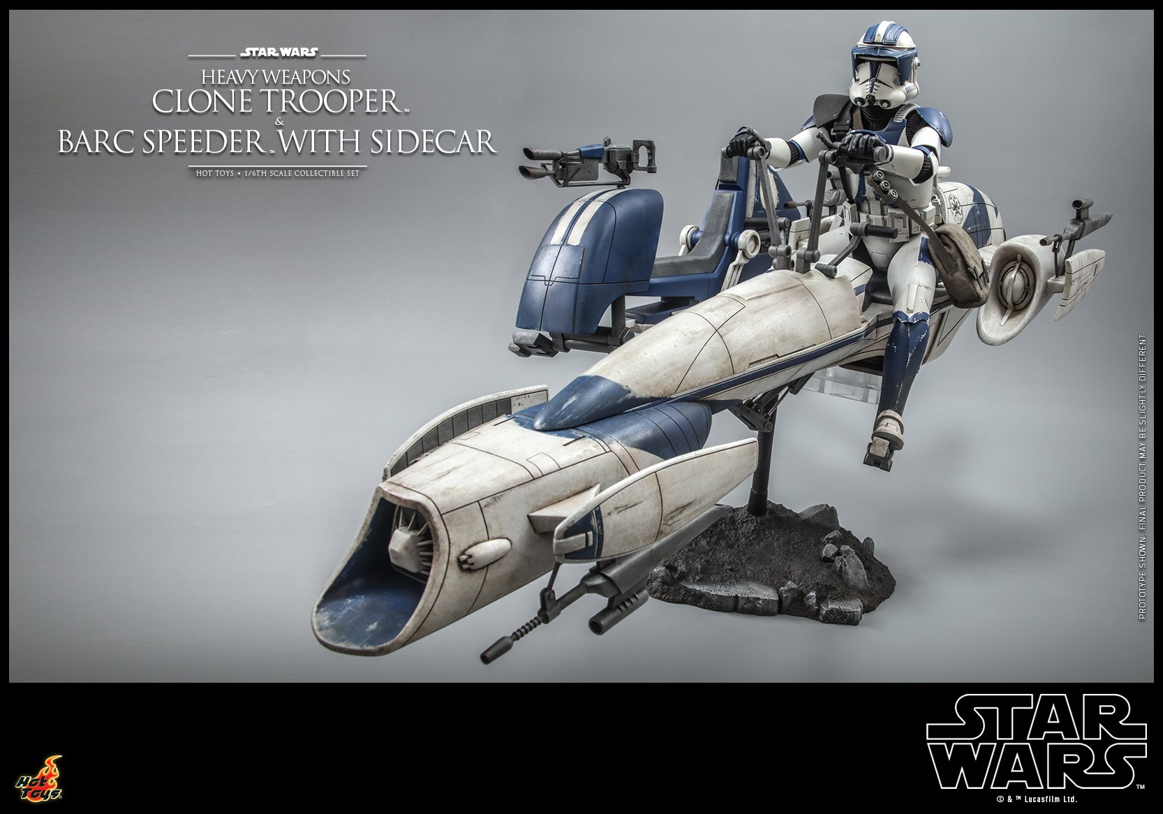 Hot Toys TMS077 1/6 Star Wars: The Clone Wars™ - Heavy Weapons Clone Trooper™ and BARC Speeder™ with Sidecar™