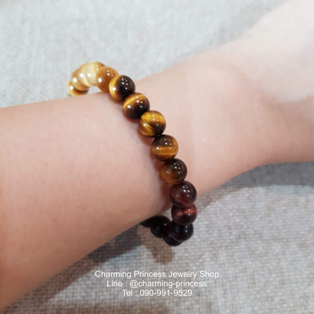 5 พยัคฆราช Tiger Eye Multi Colors หินตาเสือครบทุกสี 8 มม แก้ปีชง พลิกฟื้นดวงชะตา แคล้วคลาดปลอดภัย หินแก้ปีชง