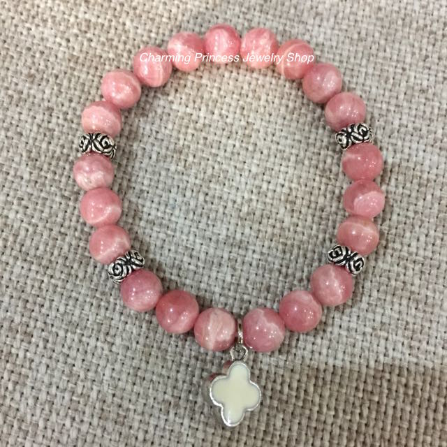 Rhodocrosite โรโดโครไซต์ 8 มม เปิดใจ ดึงดูดรัก ตกแต่งดอกไม้