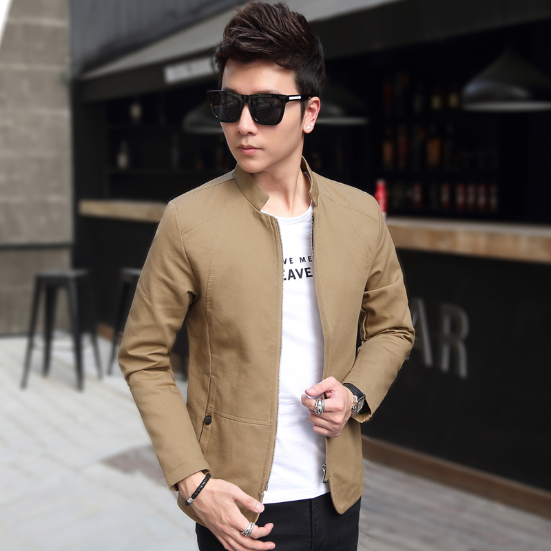 พร้อมส่ง เสื้อแจ็คเก็ต ผู้ชาย สีกากี เสื้อคลุม