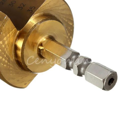 ST03 ดอกเจาะคว้านรู Step Drill ชุบไทเทเนียม ดอกใหญ่เบอร์มิล 6-35 มิล แบบ แกนปลดสวมเร็ว หกเหลี่ยม