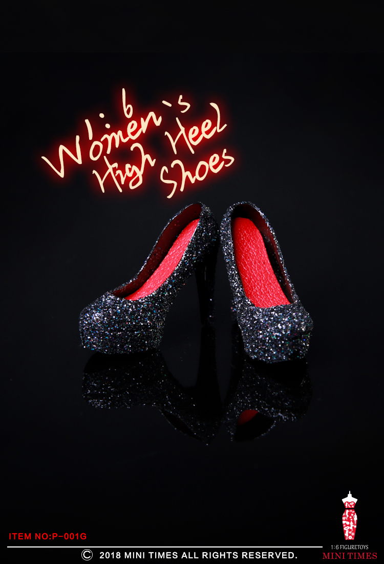 Mini Times toys P-001 Sequined gold silk crystal high heels