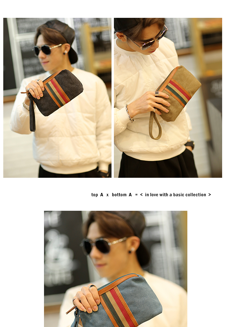 พร้อมส่งกระเป๋าผู้ชาย คลัทซ์ผ้าใบพร้อมสายคล้องมือ แฟชั่นเกาหลี ร