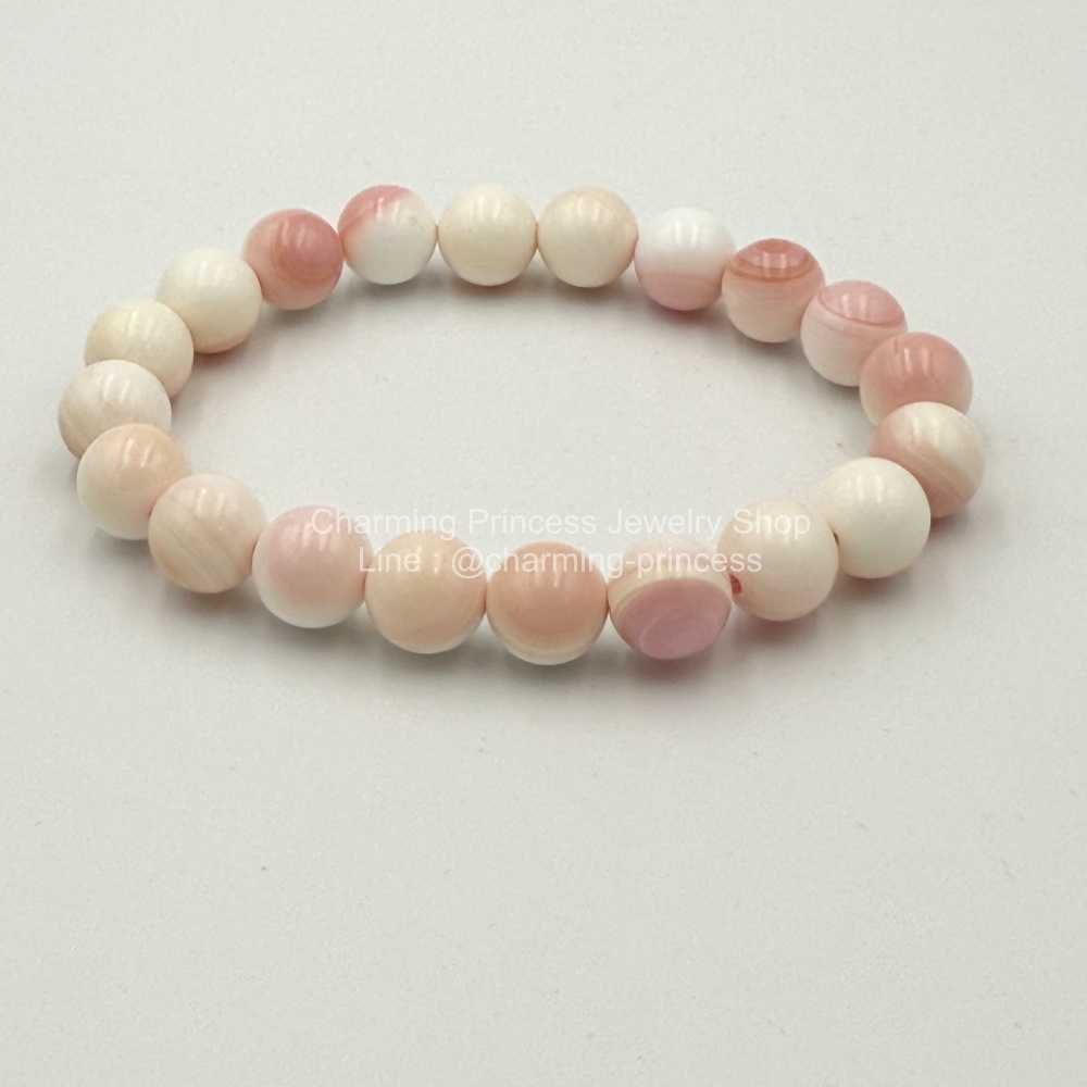 Pink Queen Conch Shell พิงค์เชลล์ เป็นหินแห่งโชคลาภและความสงบสุข เป็นพลังงานในด้านการดึงดูดคู่รักที่แท้จริงของเจ้าของ การได้พบความสุข 9.5-10 มม สำเนา