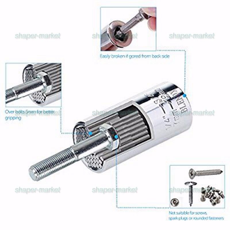 AD18 ลูกบล็อกเอนกประสงค์ อันเดียว ไขน็อตได้ตั้งแต่เบอ 7 ถึงเบอ 19 พร้อมแกนแปลงใส่สว่าน