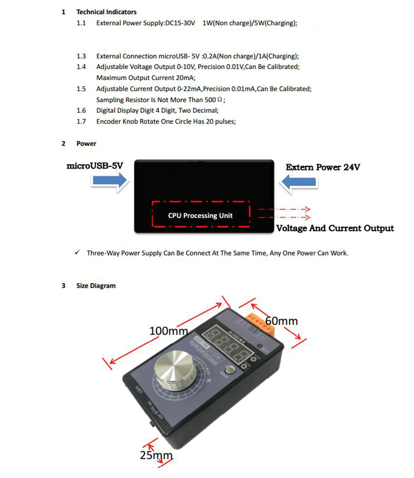 ตัวสร้างสัญญาณ 0-4-22mA และ 0-5-10v Signal Generator Adjustable Current Voltage