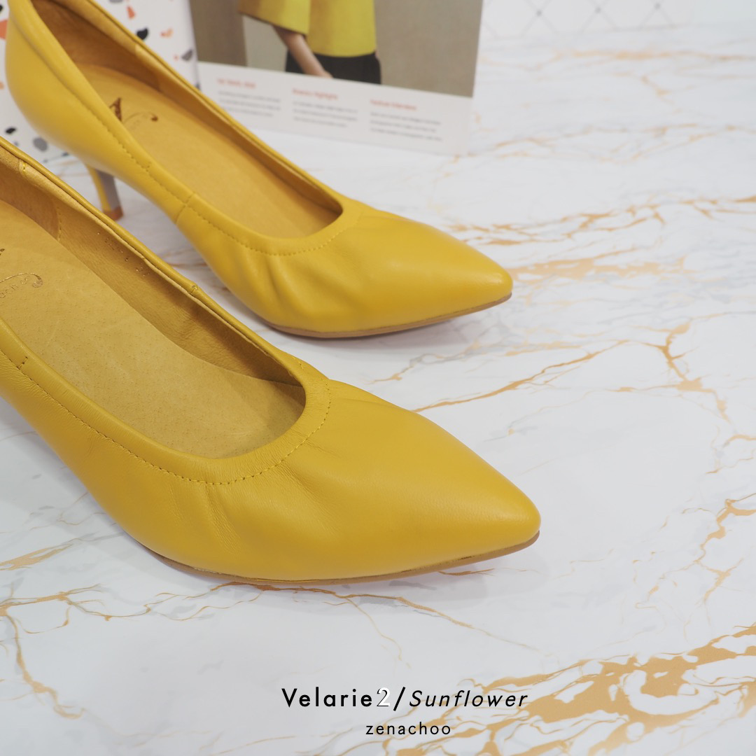 ทรงปกติ เปลี่ยนไซส์ได้-ไม่รับคืน รุ่นขายดี Zenachoo Velarie2 สูง 2 นิ้ว สี SunFlower รองเท้าหนังแกะแท้ หัวแหลมหน้ากว้าง