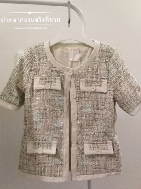 เสื้อคลุมผ้าทวีตชาแนล แขนสั้นติดกระดุมได้ งานPermium Quality