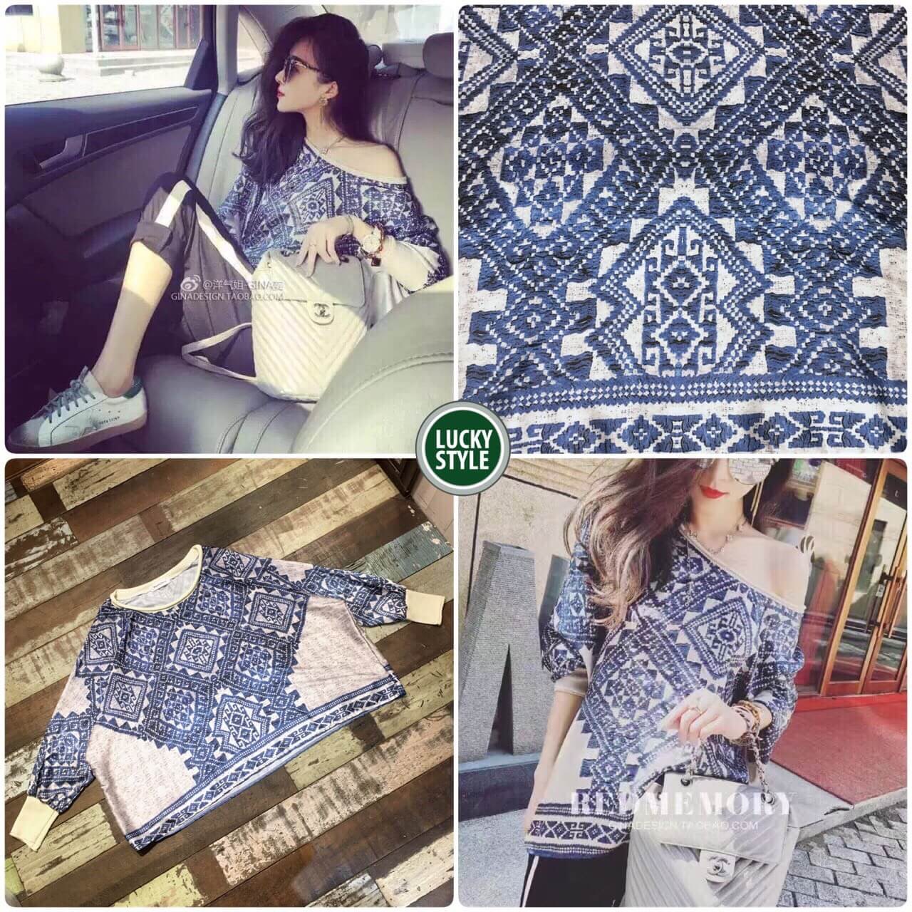 เสื้อทรงoversize ผ้าไหมซาตินปริ้นลาย ผ้าเนื้อดีมากๆค่ะ เนื้อนุ่มไม่ใช่เนื้อกรอบยับง่าย จั้มข้อมือ ใส่แบบเปิดไหล่คู่หรือเดี่ยวได้ค่ะ