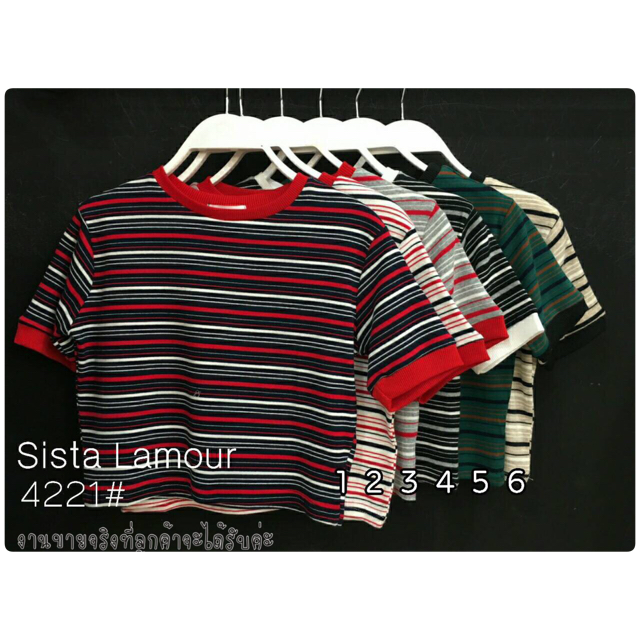 เสื้อครอป เสื้อลายริ้วใหม่Cute มั๊กๆ ต้องมีนะจ๊ะบอกเลย