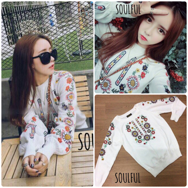 เสื้อไหมพรมถัก ปักลายดอก งานเป๊ะมาก น่ารักสุดๆ ไม่หนาไม่บางน้า กำลังดีเลย จะหนาวแล้วไม่พลาดน้าตัวนี้