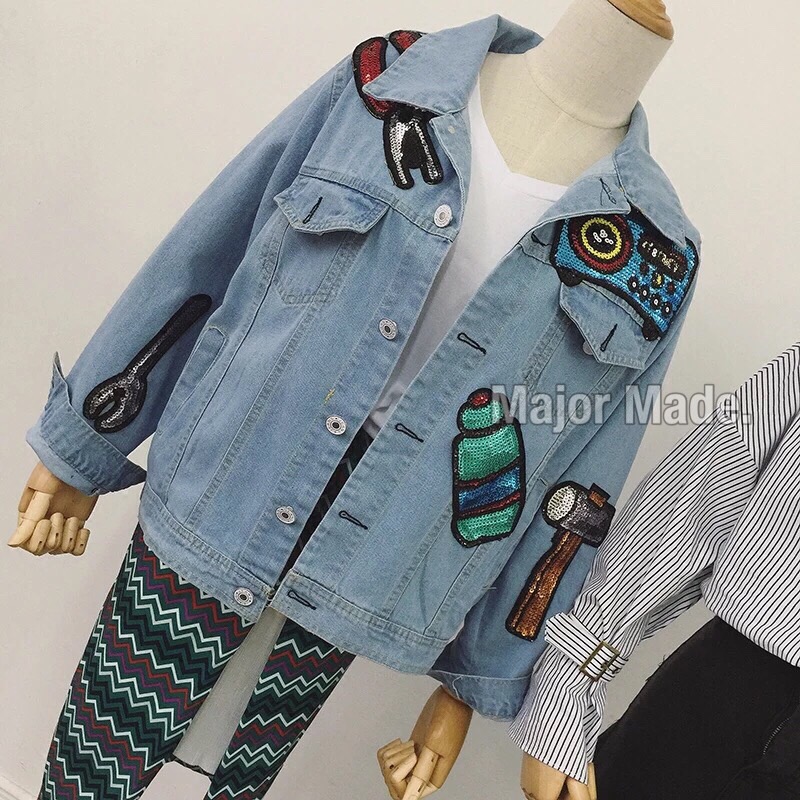 เสื้อยีนส์แขนยาว แจ็คเก็ตยีนส์ผู้หญิง