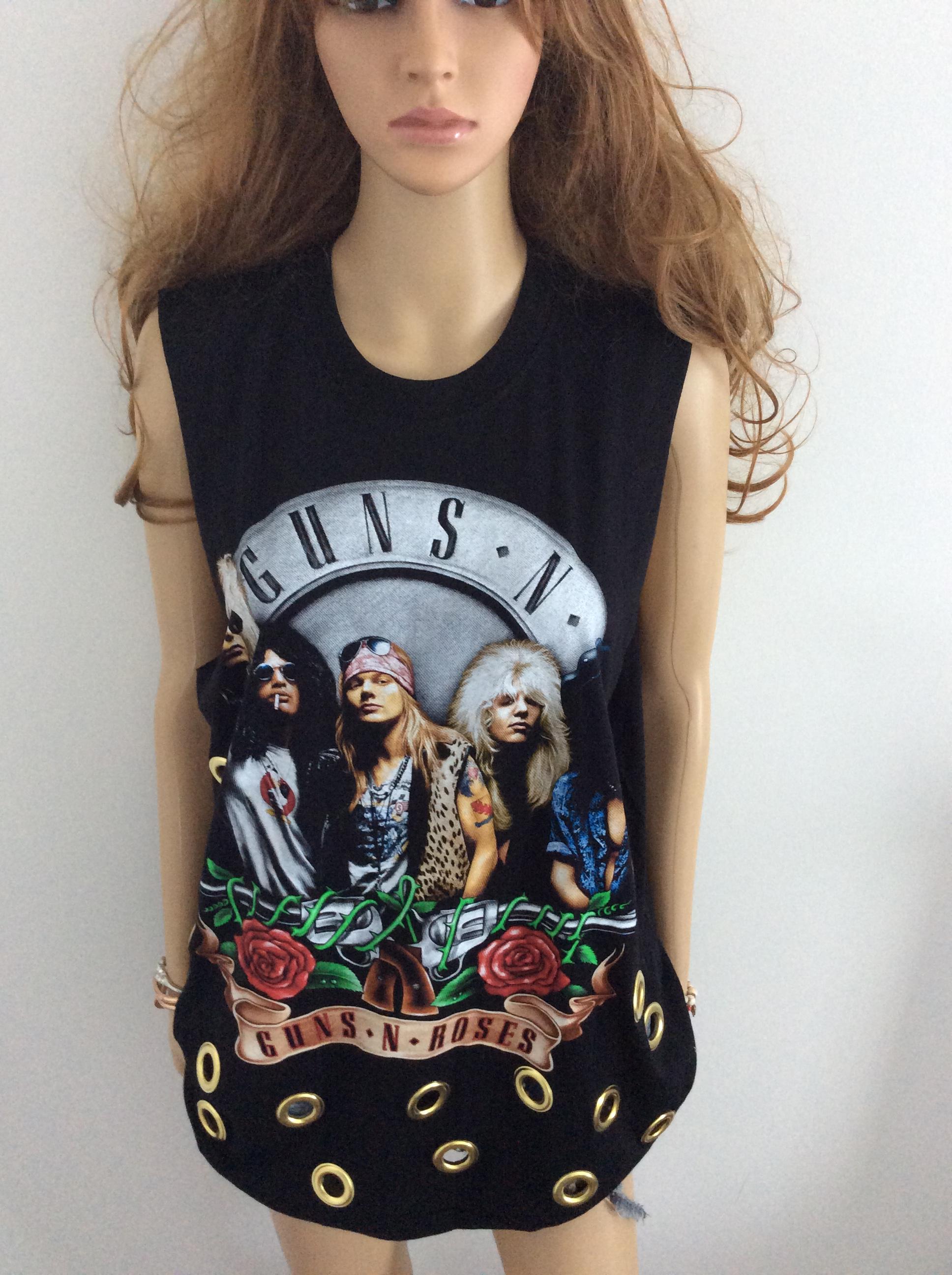 เสื้อวง guns rose 🥀 เสื้อยืดสีดำแขนกุดสกีน3D