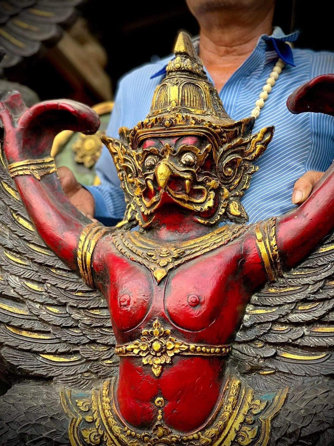 พญาครุฑหน้ายักษ์ ครุฑศาลองค์ใหญ่ ปีกกว้าง80ซม