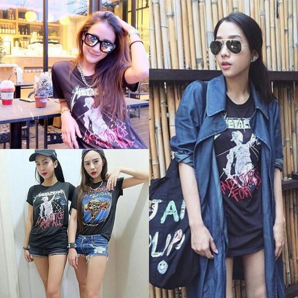 METALLICA เสื้อยืดผ้ามุ้งบางเฉียบ size XS เท่านั้นนะคะ งานสกรีนอย่างดี สกีนหน้าหลัง แบบ K.พลอย ใส่