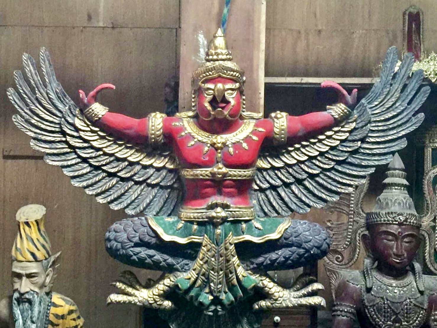 พญาครุฑไม้สัก ขนาด145ซม ครุฑไม้แกะ