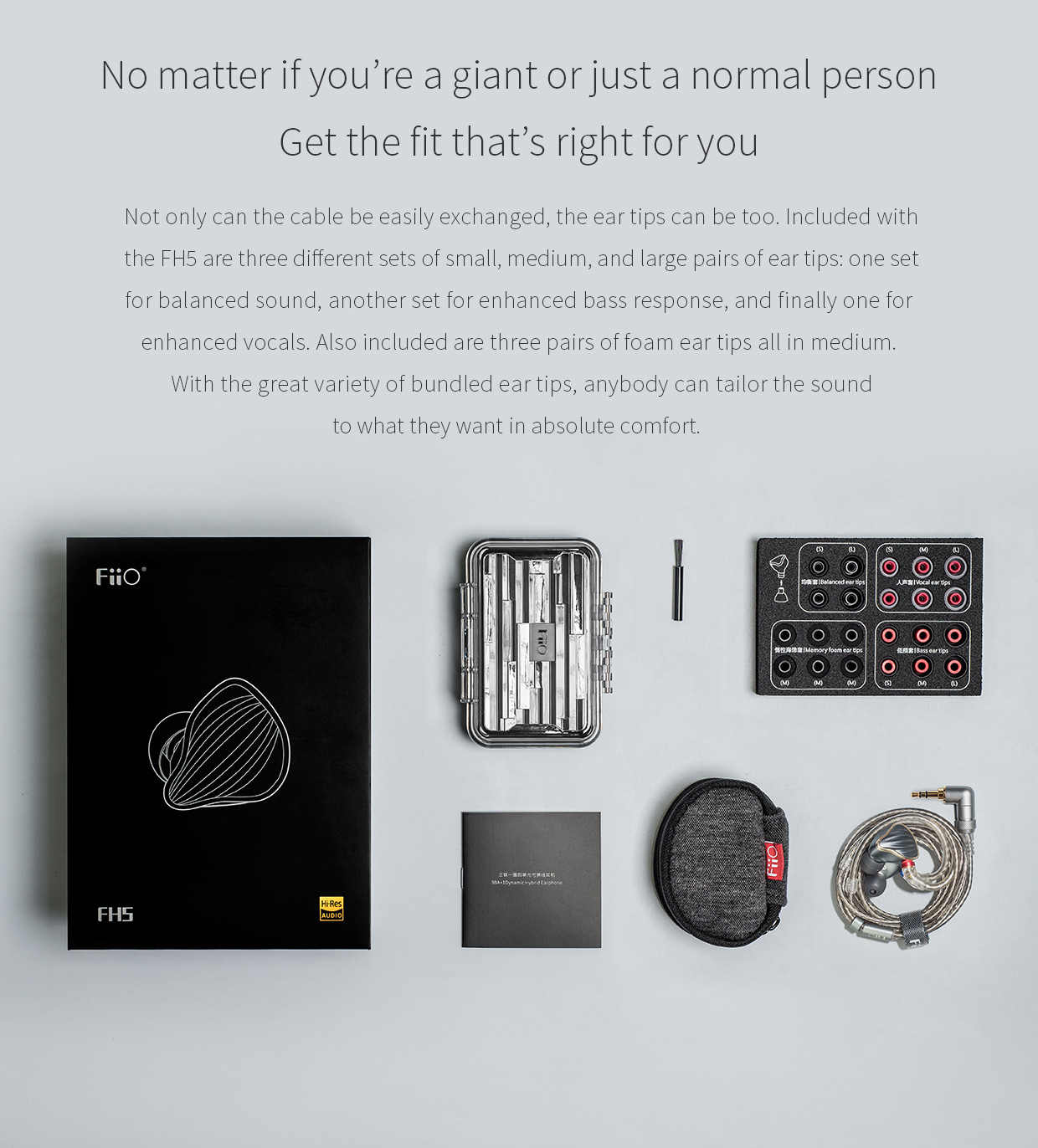 ขาย FiiO FH5 หูฟัง hybrid 4 ไดร์เวอร์ (3BAs+1DD) รองรับ Hi-Res ถอดสายได้