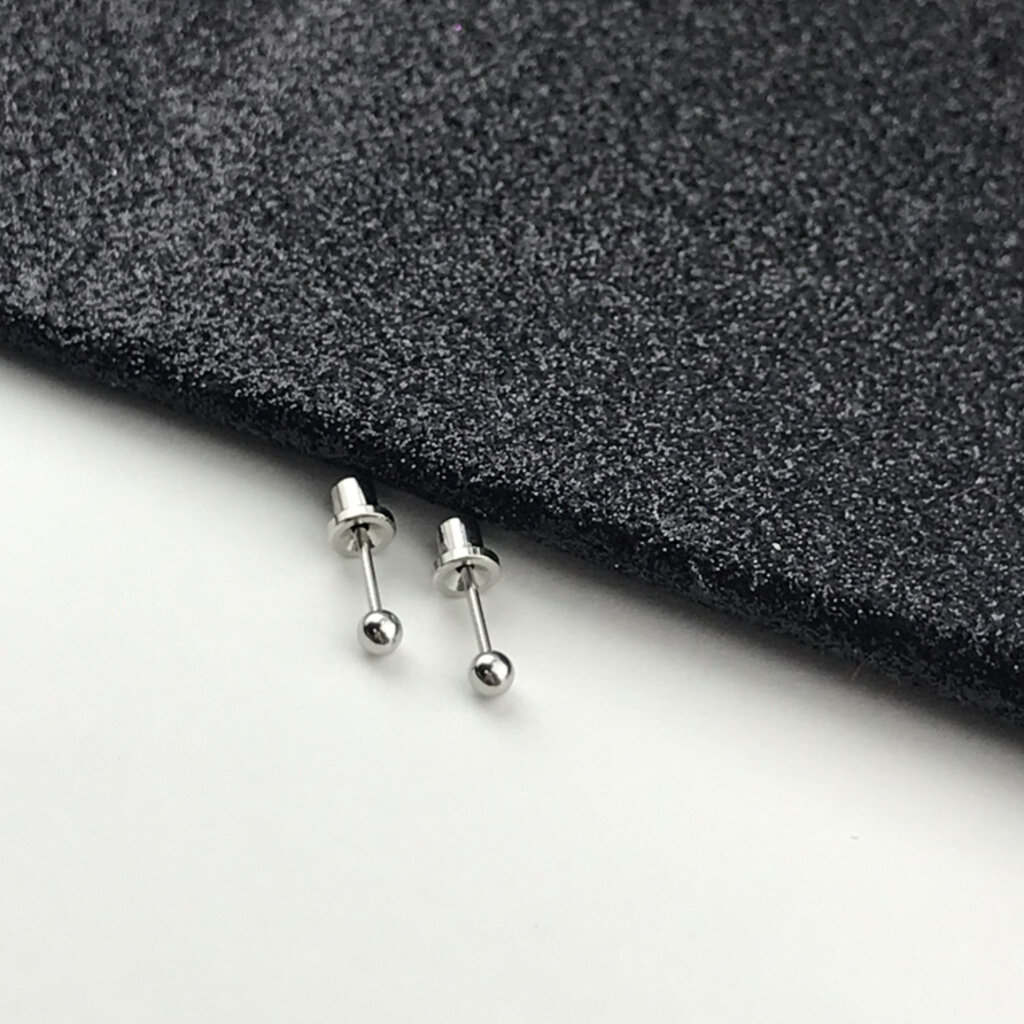 (ส่งฟรี!) ต่างหูสำหรับผิวแพ้ง่ายแป้นตัน สแตนเลสเกรดการแพทย์ ปลอดภัย 100% ball 3mm สีเงิน/สีโรสโกล