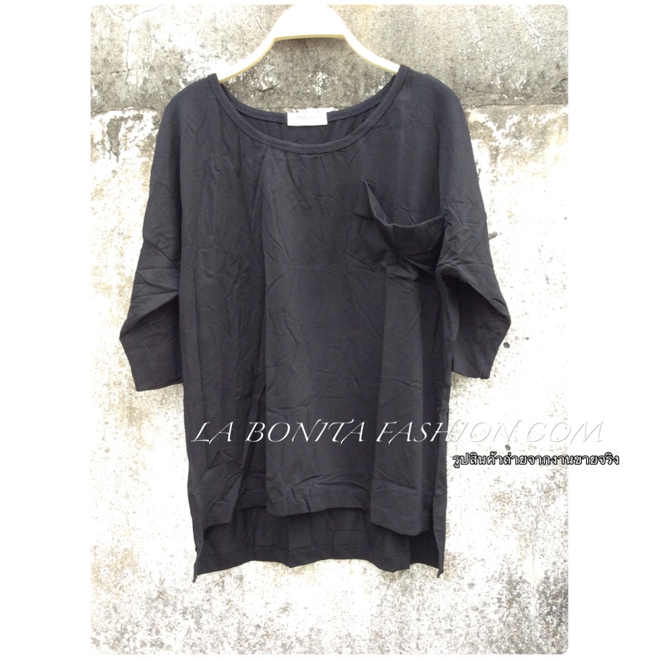 เสื้อยืดคอกลม ทรงboy แขนสามส่วน ผ้านุ่มเนื้อดี ทรงสวยเหมือนนางแบบใส่