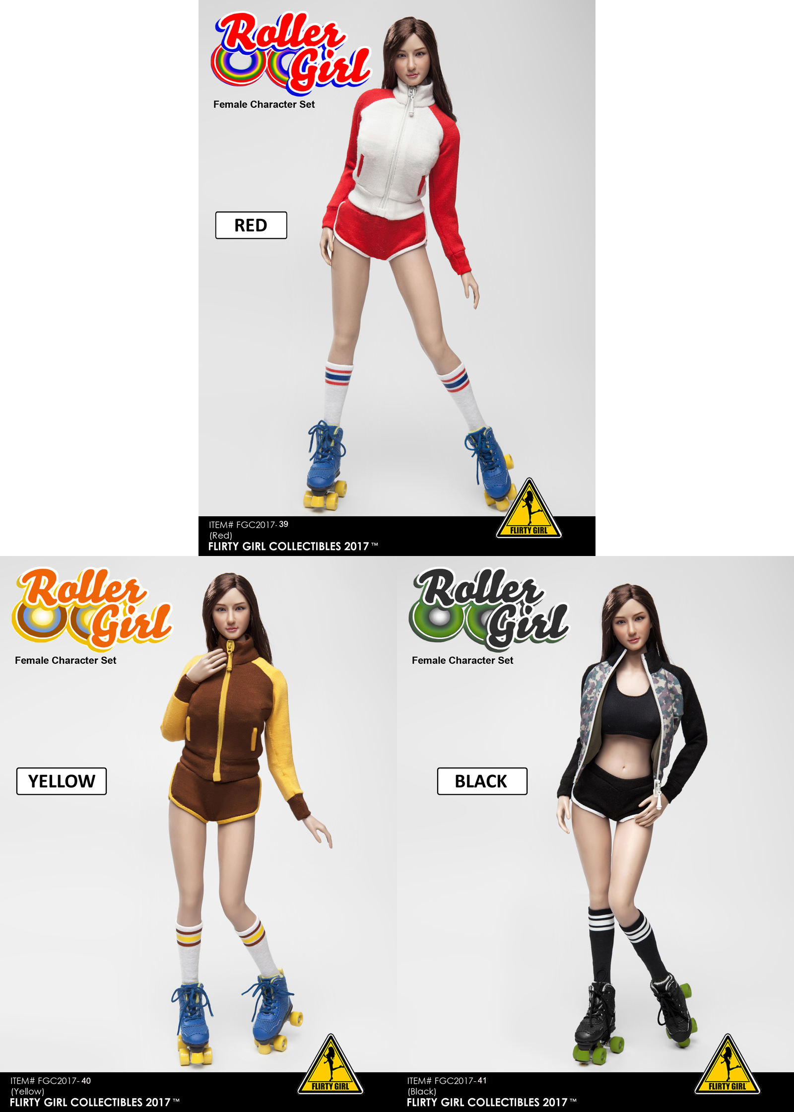 Flirty Girl FGC2017-39 / FGC2017-40 / FGC2017-41 1/6 Roller Girl Female Character Set