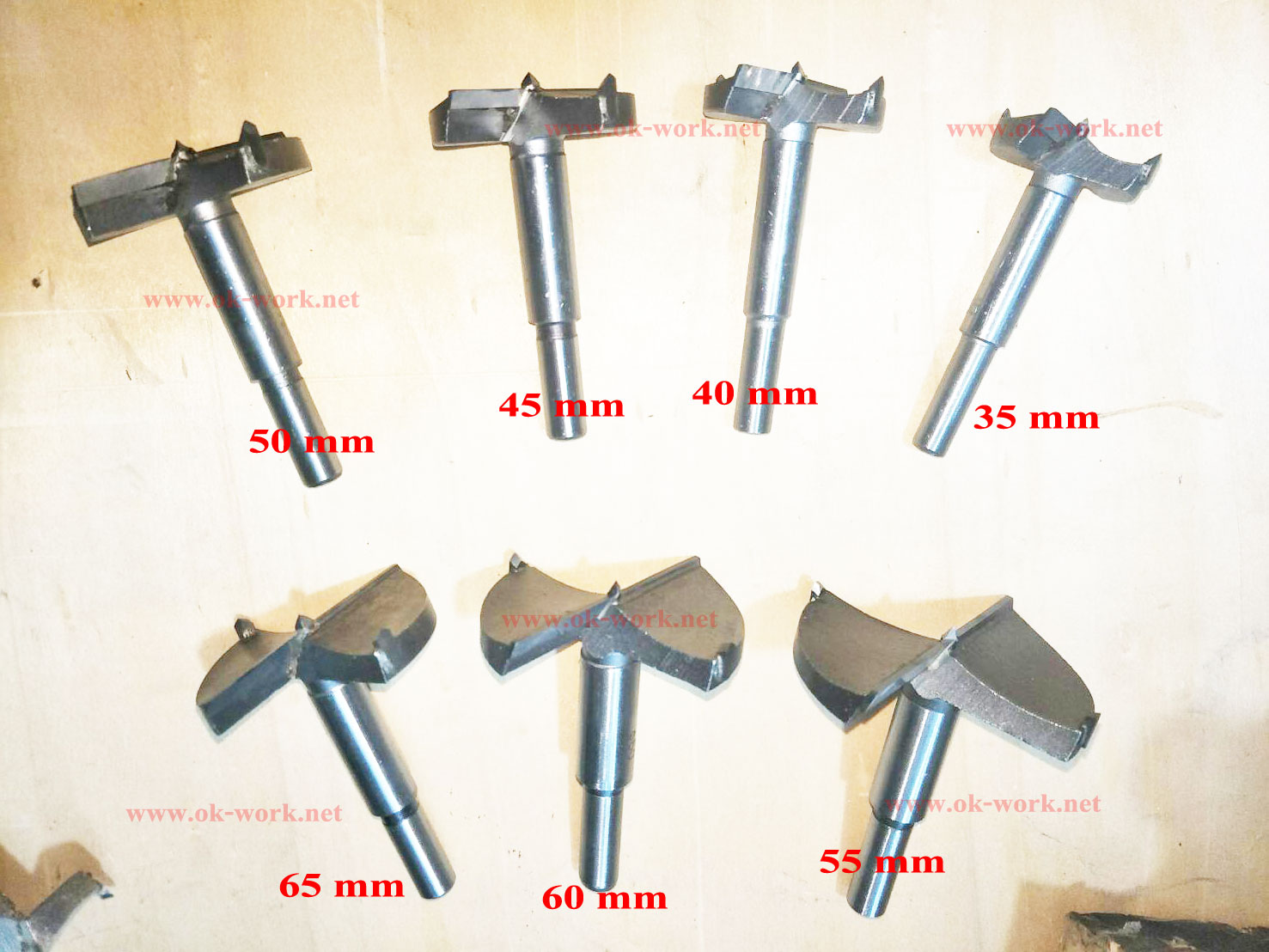 D22 ชุดดอกเจาะคว้านไม้ คาร์ไบ ชุดใหญ่ 35-65 มิล 7 ดอก