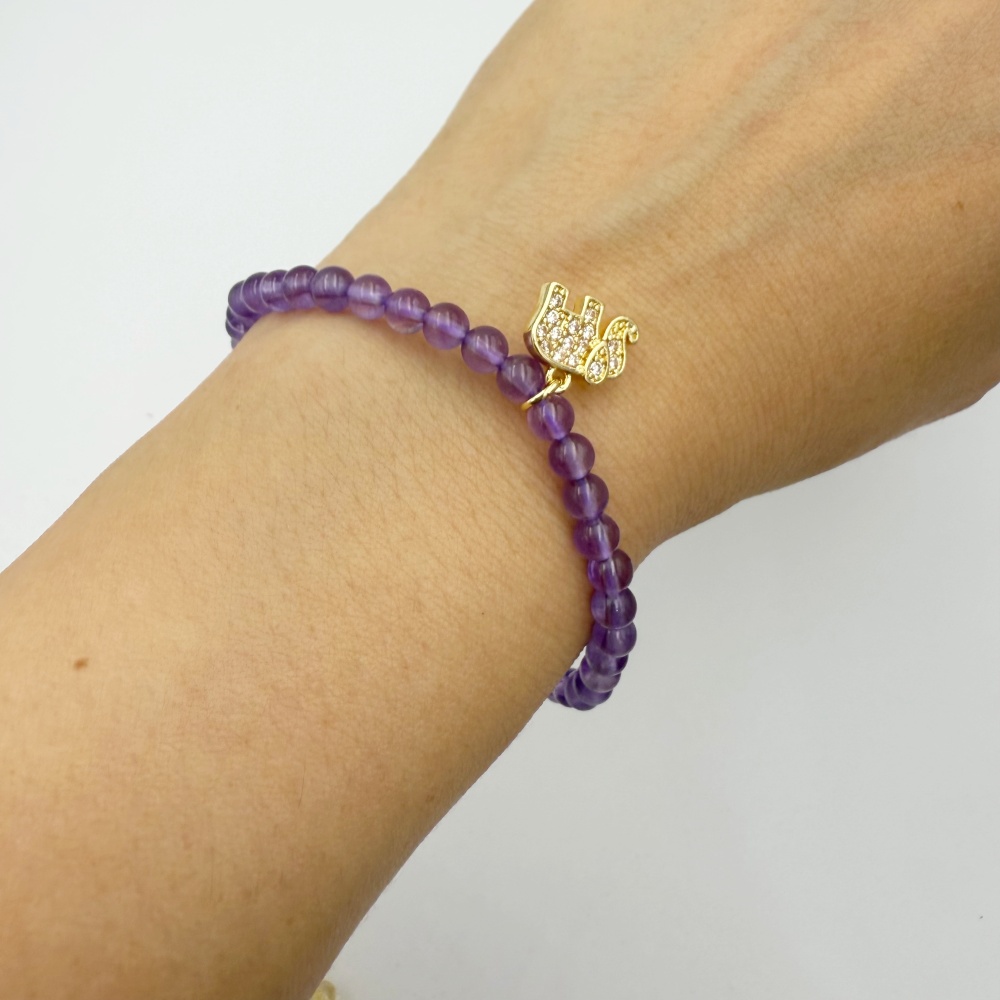 Amethyst อเมทิสต์ 4 mm with Elephant Wisdom – Power of Inner Strength