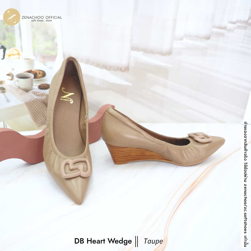 Zenachoo รุ่น DB Heart รองเท้าคัทชูหัวแหลมหน้ากว้าง หนังแกะนิ่มพิเศษ เบา ส้น 1 นิ้ว และส้นเตารีด 2 นิ้ว เปลี่ยนไซซ์ได้